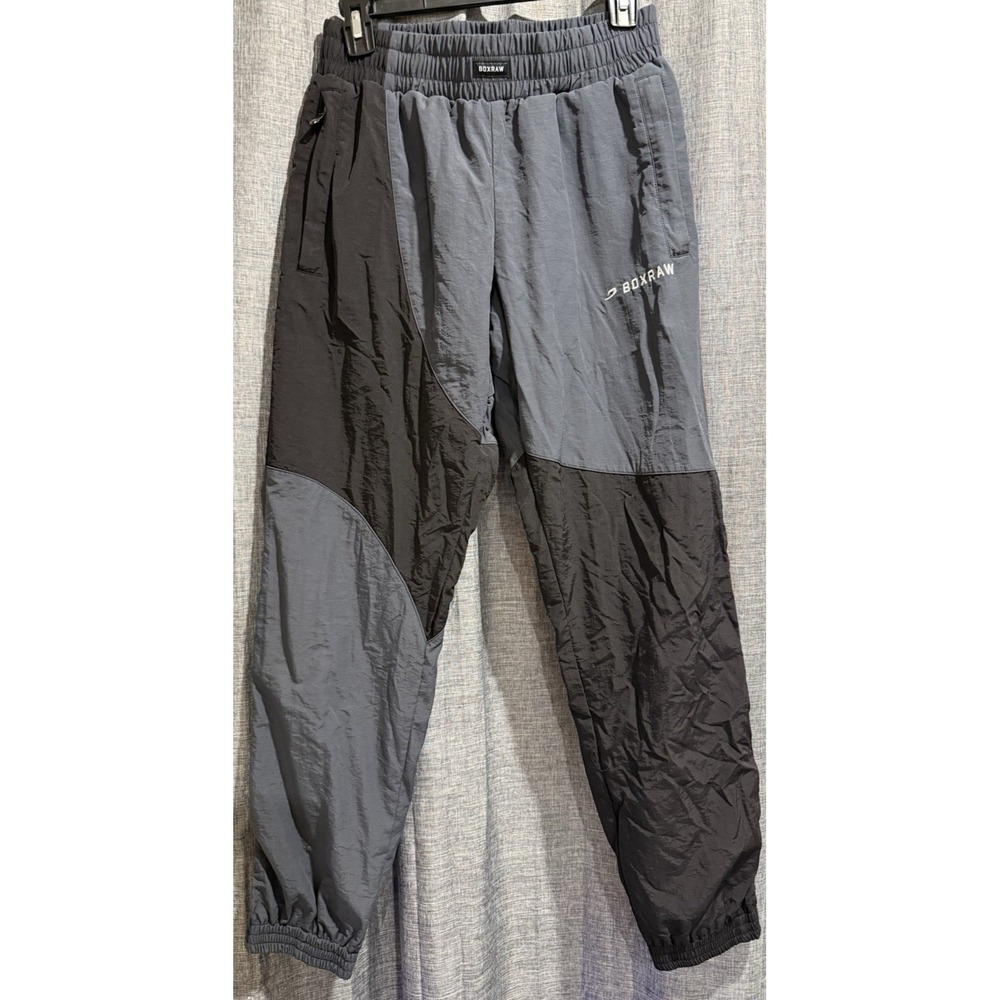 BOXRAW 2 Tone Black/Gray Pants Womens Small Jogger Lined Pockets Drawstring EUC